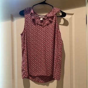 Loft sleeveless blouse with ruffle detail